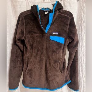 NWOT Patagonia hooded fleece Small Teddy brown and turquoise